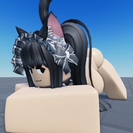 1girls 3d ass baseplate big_ass big_breasts breasts female jack-o_pose neko neko_(neko_rr34) neko_rr34 neko_tail nude roblox robloxian tagme