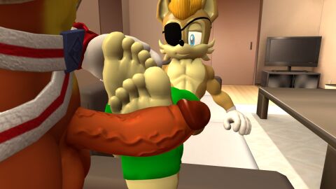 2boys 3d 3d_(artwork) 5_toes anthro antoine_d'coolette blonde_hair brown_fur canid canine canis clone clonecest clones couch coyote crossed_feet evil_clone eyepatch feet feet_together feet_up foot_fetish foot_focus foot_play gay holding_feet imminent_footjob living_room male male/male maxdistortion patch_d'coolette penis penis_on_feet sega selfcest smile socks soles sonic_(series) sonic_the_hedgehog_(archie) sonic_the_hedgehog_(comics) sonic_the_hedgehog_(series) stirrup_legwear stirrup_socks stirrups tease teasing toes yaoi