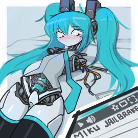 1girls amputee armless blush female hatsune_miku hatsune_miku_(cosplay) nradiowave robot robot_girl solo vocaloid