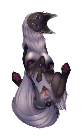 absurd_res alpha_channel ambiguous_fluids animal_genitalia animal_vulva anus areola ass avian barn_owl beak big_breasts bird black_body black_eyes black_fur bodily_fluids breasts busty_feral canid canine canine_genitalia canine_vulva canis claws clitoris digital_media_(artwork) digitigrade ear_tuft eyeshadow facial_markings feathers female feral fur galaxy_eyes genital_fluids genitals glistening grey_body grey_fur grimowl head_markings head_tilt hi_res holding_breast hybrid in_heat inner_ear_fluff looking_at_viewer lowered_head lying makeup mammal markings mouth_closed musk musk_clouds neck_tuft nelly's_illustrations nipples nude on_back owl pawpads paws plant plump_labia presenting presenting_anus presenting_hindquarters presenting_vulva puffy_nipples raised_leg red_pawpads simple_background solo solo_focus tail tail_between_legs toe_claws transparent_background tuft tyto tytonid vaginal_fluids vanya_(nelly's_illustrations) vulva wet white_body white_fur wolf