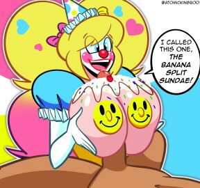 1boy 1girls 2025 alternate_version_available artist_name ass atomickingboo banana_split big_ass big_breasts birthday_hat blush blush_stickers blushing_at_partner blushing_female breasts breasts_out cherry chocolate_syrup clothed clothed_female clothed_female_nude_male clothing clown clown_costume clown_girl clown_makeup clown_nose completely_nude completely_nude_male dialogue dialogue_bubble duo english english_dialogue english_text female female_focus hairpin hairpins light-skinned_female light_skin male nude nude_male oc original original_character paizuri paizuri_lead_by_female partially_clothed partially_clothed_female party_hat pasties smiley_face speech_bubble sprinkles sundae tan-skinned_male tan_body tan_skin text text_bubble the_besties_(atomickingboo) thick_thighs thighs wendy_wendy whipped_cream whipped_cream_on_breasts wordplay
