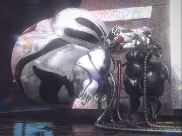 ass bbw big_ass big_breasts breasts bubble_ass bubble_butt cleavage female huge_ass huge_breasts inflation irona_(qzk_forte) mag_(warframe) overweight qzk_forte thick_thighs warframe weight_gain wide_hips wisp_(warframe)