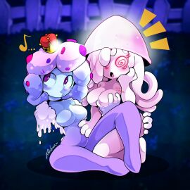 2girls anthro anthrofied breast_grab breasts crown dgrex2n duo featureless_breasts female female_only grabbing_another's_breast grabbing_breasts hair_tentacles hat hi_res hipnoseta humanized hypno-shroom_(pvz) large_breasts looking_aside mushroom_girl mushroom_humanoid pink_body pink_skin plant_girl plants_vs_zombies purple_body purple_eyes purple_skin two-tone_body two-tone_skin white_body white_skin yuri