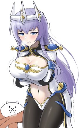 1girls arms_under_breasts belly belly_button blue_eyes blue_hair blush breasts cleavage cold color digital_media_(artwork) female galaxy_gals headmistress_jeanne large_breasts light_skin mature_female motion_lines nyanko_daisensou scarf sed_(d4vcmk) shivering tank_cat teacher the_battle_cats thick_thighs thighs tiara tight_clothing tights visible_breath