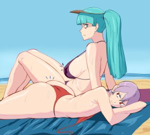 2demons 2girls age_difference ass ass_envy beach big_ass big_breasts bikini breast_envy breasts bubble_ass bubble_butt busty darkstalkers demon demon_girl fat_ass female female_only flat_chest green_eyes green_hair huge_ass jealous large_ass large_breasts lilith_aensland lying lying_on_stomach morrigan_aensland octavius_dp outdoors purple_hair red_eyes sideboob sitting succubi succubus sweat sweaty_body swimsuit thick_ass thick_thighs wide_hips