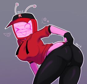 1girls ass breasts clothed clothing female female_only forsaken_(roblox) hat kkitnazt panties pink_body pulling_pants roblox roblox_game robloxian robot robot_girl suggestive tagme tv_head veeronica