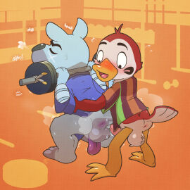 animal_crossing anthro anus argon_vile asian_clothing avian backsack balls ballsack barbell bird blush bodily_fluids bottomless bottomless_male breath clothed clothing crouching duo east_asian_clothing english_text erection facial_scar flaccid furry gay genitals gym hi_res japanese_clothing kangaroo kimono macropod male male/male mammal marsupial nintendo ogling penis scar shoukichi_(animal_crossing) spotting squats sweat text walt_(animal_crossing)