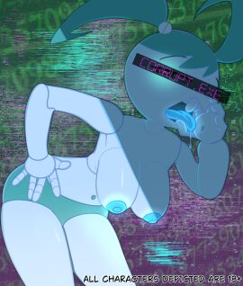 anthro bedroom_eyes blue_hair bodily_fluids brainwashed brainwashing breasts comic comic_cover corruption covered_eyes dripping fellatio_gesture female gesture glitch_effect glowhorn glowing glowing_eyes hacking hair hand_on_hip hi_res humanoid hypnosis jenny_wakeman machine mind_alteration mind_control my_life_as_a_teenage_robot narrowed_eyes navel nickelodeon nipples nude number open_mouth personality_change ponytail robot robot_humanoid saliva saliva_drip saliva_on_tongue screw seductive solo submissive submissive_female suggestive suggestive_gesture tongue tongue_out