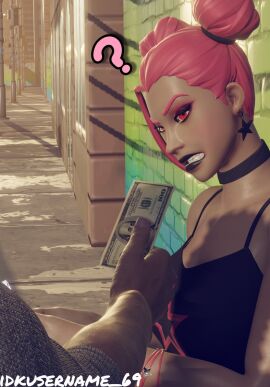 choker clothed clothed_female clothed_male clothing confused female fortnite fortnite:_battle_royale fully_clothed fully_clothed_female fully_clothed_male haze_(fortnite) idkusername_69 male money offering_money question_mark sfw surf_witch_(fortnite) tank_top