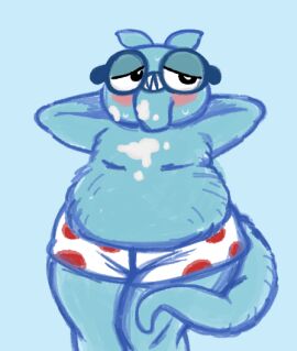 anteater anthro blush boxers_(clothing) chubby chubby_male cum cum_on_chest cum_on_nose duodenumexam glasses happy_tree_friends male male_only nerd nerdy_male sniffles_(htf) tagme