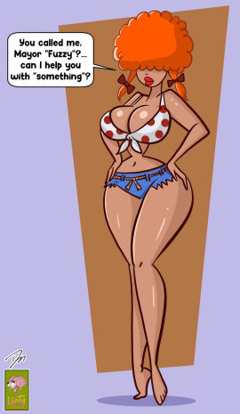cartoon_network cleavage country_girl farmgirl female ginger hair_over_eyes long_legs midriff milf powerpuff_girls provocative red_hair red_head red_lips red_lipstick redneck redneck_girl sara_bellum short_shorts shorts thedirtymind50 twintails