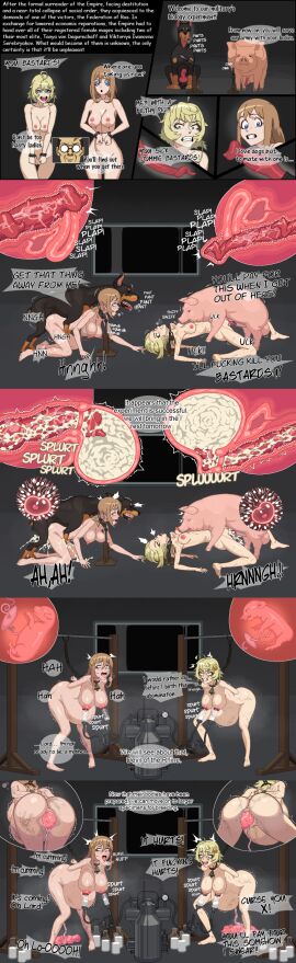 2girls after_rape after_sex ahe_gao animal_penis baby belly_bulge binder_(restraint) birth blackguard breasts canine captured captured_heroine cervical_penetration cervix cum cum_in_pussy cum_in_uterus cum_inside defeated defeated_heroine english_text female female_focus fertilization fetus giving_birth human_mother_baby_animal impregnation interspecies interspecies_impregnation interspecies_pregnancy large_breasts looking_at_penis male multiple_females multiple_girls multiple_pregnancies penis pig pig_penis porcine_penis pregnant pussy sperm_cell sus_(pig) tagme tanya_degurechaff text umbilical_cord viktoriya_ivanovna_serebryakov x-ray youjo_senki zoophilia zoophilia_pregnancy