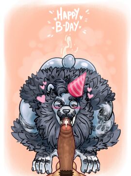 absurd_res anal anal_sex anthro anthro_on_anthro arm_tattoo ass balls bear beard big_penis birthday birthday_sex bodily_fluids brown_body brown_fur brown_hair brutus_(hotdogsauau) canid canine canis clothing dialogue domestic_dog dot_eyes dripping english_text erection eyewear facial_hair fangs floppy_ears foreskin fur genital_fluids genitals glasses grey_hair hair hat headgear headwear heart_symbol hi_res hotdogsauau huge_cock humanoid_genitalia humanoid_penis male male/male mammal muscle_tone muscles muscular muscular_anthro muscular_male onomatopoeia open_mouth open_smile oral party_hat pecs penetration penile penile_penetration penis penis_in_ass precum precum_drip precum_string sex simple_eyes size_difference small_dom_big_sub smile sound_effects speech_bubble tattoo teeth text tongue tongue_out uncircumcised vein veiny_penis