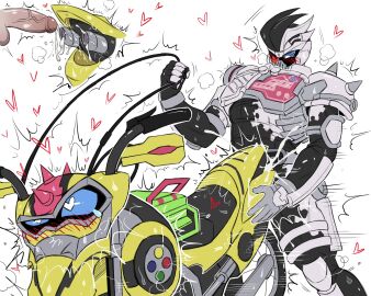 2023 2boys <3 <3_eyes anal anal_penetration anal_sex armor ass balls blush character_request cum cum_in_ass cum_inside erection from_behind from_behind_position gay genitals glans grey_body heart heart_eyes heart_shaped_pupils heart_symbol humanoid_genitalia humanoid_penis kamen_rider kamen_rider_ex-aid_(series) kamen_rider_lazer living_machine living_vehicle machine male male/male male_only male_penetrated male_penetrating male_penetrating_male mask masked masked_male metallic_body motion_lines motorcycle penetration penile penile_penetration penis penis_in_ass sex simple_background standing tailpipe tailpipe_penetration tears tears_of_pleasure tokusatsu vehicle vein veiny_penis wdp66281167 white_background yaoi yellow_body