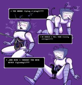 antennae bent_over blush deltarune deltarune_chapter_3 doll_joints kneeling male male_only nwolc-ydneb penis posing robot tail tailwag tenna_(deltarune) tentacle tentacle_cock tentacle_penis text text_box tv tv_head wire wire_pulling wireplay
