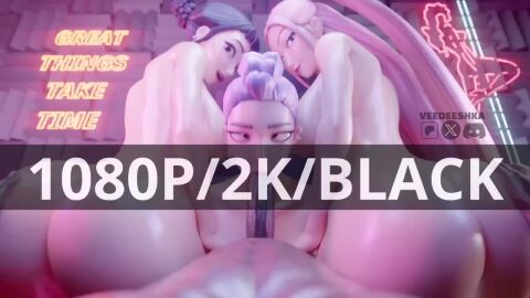 1boy 2025 3d 3girls animated artist_name ass ass_grab big_ass big_breasts big_penis black_hair breasts child_bearing_hips fellatio female fortnite foursome grabbing_ass jiggle jiggling_ass kpop_demon_hunters light-skinned_female light-skinned_male light_skin long_hair looking_at_viewer looking_back male male_pov mira_(kpop_demon_hunters) moan moaning nude nude_female nude_male on_back oral oral_sex penis pink_hair purple_hair rolling_eyes rumi_(kpop_demon_hunters) sex short_hair sound tagme veedeeshka video wide_hips zoey_(kpop_demon_hunters)