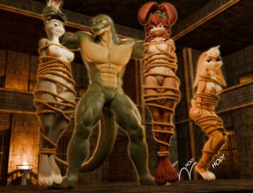 1boy 3d 3d_model 3girls anthro arms_behind_back black_hair blonde_fur blonde_hair bondage breasts bunnies bunny detailed_background dungeon escape escaping female femsub furry grey_fur group held_by_ears holding_by_ears humanoid judy_hopps ken_doll_anatomy lagomorph leporid lizard lizard_(petruz) lola_bunny looney_tunes lop_(star_wars) lop_(star_wars_visions) lop_and_ochou male male/female maledom mammal medium_breasts multiple_females multiple_girls multiple_subs muscular muscular_male nobledragon12 nude nude_female nude_furry rabbit rabbit_ears rabbit_furry red_fur red_hair reptile rope rope_bondage ropes scalie small_breasts star_wars star_wars_visions tagme warfare_lop zootopia