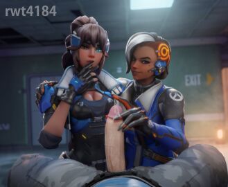 1boy 2girls 3d agent_colomar blizzard_entertainment bottle brown_hair captain_lacroix closed_eyes cum cum_all_over cum_drip cum_dripping edit edited edited_official_artwork excessive_cum female happy happy_female human laugh laughing male mirrorwatch multiple_females multiple_girls overwatch overwatch_2 pale_skin partial_male pov rwt4184 sombra video_game video_game_character video_games widowmaker