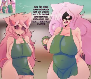 1futa 1girls :> angry angry_eyes angry_face apron balls barista breasts chubby chubby_female clothed clothing coffee dedny_(huesosdry) demon demon_girl dialogue duo employee employee_uniform erection_under_clothes fallen_angel female futa_with_female futanari hair horns huesosdry human intersex light-skinned_female light-skinned_futa light_skin long_hair looking_at_viewer mostly_nude nendry_(huesosdry) penis pink pink_hair red_eyes red_horns remake spanish_text standing starbucks succubus succubus_horns succubus_tail text thick_thighs wide_hips