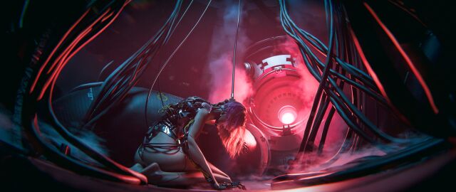 1girls 3d 3d_render arm_support ass barefoot bent_knees black_hair cable cd_projekt_red clothing colored_skin cyberpunk cyberpunk_2077 cyborg feet female female_focus female_only fog joints kneeling landscape long_hair lynya machinery mechanical_parts nude pink_hair robot_joints science_fiction seiza short_hair sitting smoke solo songbird songbird_(cyberpunk_2077) steam tube wire