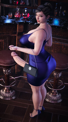 1futa 3d ass beauty_mark big_penis black_hair braided_hair breasts brown_eyes casual_erection casual_exposure casual_nudity chitose_fujinomiya dress earrings erection exposed_penis futa_only futanari high_heels huge_ass huge_cock ineffective_clothing intersex large_breasts nail_polish necklace ono_michio open_toe_shoes penis penis_out penis_under_dress ponytail purse ryuu_ga_gotoku solo spaghetti_strap stevencarson