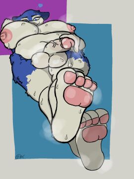 anthro anthro_only aroused balls belly big_balls big_breasts bodily_fluids breasts crossed_legs dickgirl erect_nipples feet fluffy foot_fetish futa_only futanari generation_2_pokemon genital_fluids genitals half-erect hi_res huge_breasts intersex large_breasts lying musk musk_clouds navel nintendo nipples nude overweight overweight_futa overweight_intersex paws penis pokemon pokemon_(species) precum simple_background skitterzo slightly_chubby slightly_chubby_futa slightly_chubby_intersex solo sweat sweaty_balls sweaty_breasts sweaty_feet sweaty_genitalia toes typhlosion