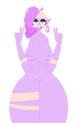 brawl_stars breasts emz_(brawl_stars) female purple_hair purple_skin