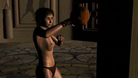 1girls 3d ancient_greece animated combat_universe female female_only original panties short-haired_female short_hair solo topless topless_female