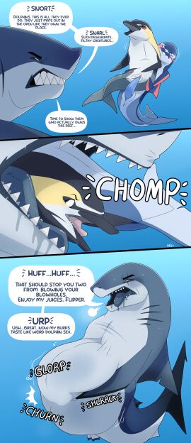2024 absurd_res animal_genitalia animal_penis anus belly big_belly bloated blush body_in_mouth burp_cloud burping cetacean cetacean_genitalia cetacean_penis comic dialogue digestion_noises disgust dolphin dolphinproject english_text erection female female_penetrated female_prey feral feral_on_feral feral_penetrated feral_penetrating feral_penetrating_feral feral_pred feral_prey fish fully_inside genitals great_white_shark group head_first hi_res intraspecies mackerel_shark male male/female male_penetrating male_penetrating_female male_pred male_prey mammal marine multiple_prey onomatopoeia oral_vore partially_inside penetration penile penile_penetration penis penis_in_pussy pussy scar sex shark soft_vore sound_effects speech_bubble tail_first talking_feral tapering_penis text toothed_whale trio underwater vaginal_penetration vore water watermark white_shark year