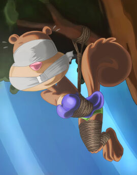 1girls blindfold bondage cleave_gag damsel_in_distress erikson1 female female_only furry gag gagged nickelodeon sandy_cheeks spongebob_squarepants straight_hair suspension