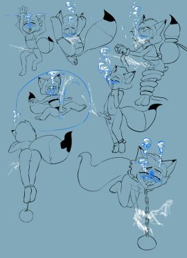 1boy asphyxiation bondage byondrage chain cock collar cub cum drowned drowning erection feet fox male nude orgasm original penis self_suck slime solo tagme tentacles underwater