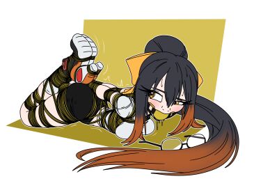 ball_gag bondage bound drool drooling female female_only femsub fully_clothed gag glasses high_heels hogtie png raver1357 rope shibari_over_clothes transparent_background white_outline