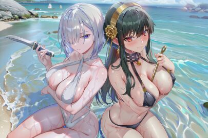 2girls best_friends cyan_de_(artist) lesbian_couple spy_x_family yuri