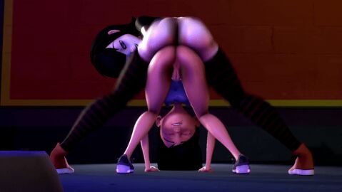 2girls 3d all_fours animated animated_image anus ass ass_shake ass_tower bent_over black_hair bottomless bouncing_ass crossover disney ducktape fat_pussy female female_only goth hands_on_floor hotel_transylvania humanoid light-skinned_female light_skin looking_at_viewer looking_back mavis_dracula no_panties nude nude_female pale-skinned_female pale_skin pixar plump_labia presenting presenting_hindquarters pussy red_shoes shaking_ass shaking_butt shoes shoulders smooth_skin spread_legs stacked striped_legwear striped_socks teenager the_incredibles thigh_high_socks thigh_highs thighhigh_socks twerking upside-down vagina vampire violet_parr young