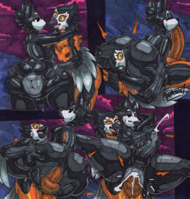 2025 4_fingers 69_position abstract_background anal anal_sex anthro anus artist_name ass avian backsack balls beak big_anus big_butt big_penis bird black_body black_eyes black_eyeshadow black_feathers black_fur black_lipstick blue_eyes bodily_fluids bottom_heavy bubble_butt butt_grab butt_squish canid canine canis carrying_another carrying_partner carrying_position cedric_nightshade_(furchev) claws corvid corvus_(genus) crow cum cum_in_ass cum_inside cumshot duo ejaculation erection eyelashes eyeshadow feathered_arms feathers fellatio femboy finger_claws fingers fur genital_fluids genitals graphite_(artwork) hand_on_butt handjob heart_eyes heart_symbol hi_res huge_butt huge_hips huge_thighs lipstick makeup male male/male mammal marker_(artwork) motion_lines multicolored_body multicolored_feathers open_mouth open_smile oral oral_penetration orange_body orange_feathers oscine outside parasitedeath passerine penetration penile penis rimming sex smile snout spread_anus spread_butt spreading squish sweat sweatdrop text thick_thighs traditional_media_(artwork) watermark white_body white_feathers wide_hipped_anthro wide_hipped_male wide_hips wolf wolf_(parasitedeath) yellow_sclera