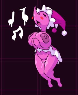 anthro big_breasts bodily_fluids breasts deltarune deltarune_chapter_4 elemental_creature female fry_sauce_creature genital_fluids humanoid ikakins mizzle_(deltarune) music musical_note musical_symbol pussy singing solo symbol undertale undertale_(series) vaginal_fluids water water_creature