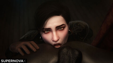 1boy 1girls 3d anilingus balls black_hair blue_eyes clothed clothed_female_nude_male dark-skinned_male dark_skin dulla_kh'amanni female gloves hair hairy_ass interracial looking_at_viewer male nobility red_sclera rimjob rimming rimming_male royalty supernovax syanna the_witcher_(series) the_witcher_3:_blood_and_wine the_witcher_3:_wild_hunt