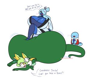 2girls angry ass ass_squeeze ass_squish aster_(oddly_bally) big_ass big_breasts bob_(oddly_bally) breast_grab breast_squeeze breasts breasts_bigger_than_head female huge_ass huge_breasts male massive_ass massive_breasts multiple_females multiple_girls oddly_bally pokemon pokemon_(species) pokémon_(species) quagsire saiho_(oddly_bally) sawk serperior smaller_male