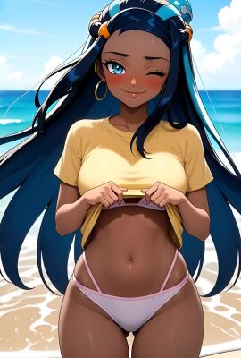ai_generated beach dark-skinned_female nessa_(pokemon) pokemon tagme video