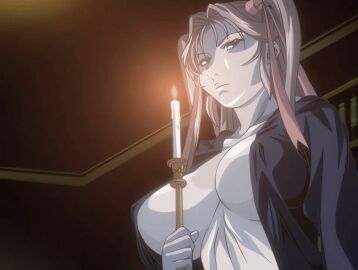 00s 2006 2girls american animated back bible_black bible_black_new_testament blank_eyes blonde_hair blue_eyes bow breasts candle choker cloak dress female hair_ribbon jody_crowley large_breasts lips long_hair nightgown ribbon ritual robe shin_bible_black short_hair tagme tan tanline toudou_yuki transparent_dress twintails very_long_hair white_dress witch