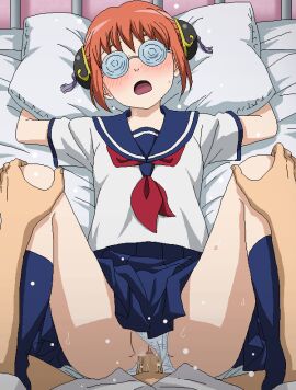 1boy censored class_3-z clothed_sex clothing_aside female gintama kagura_(gintama) lying male missionary mosaic_censoring oekaki on_back orange_hair panties panties_aside penis pillow pillow_grab pixel_art pussy sannen_z-gumi_ginpachi_sensei school_uniform serafuku sex short_hair socks solo_focus spread_legs tomu_(tomubobu) underwear vaginal_penetration