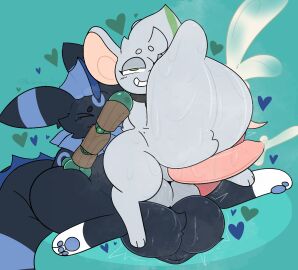 2023 2_penises anal anal_sex animal_genitalia animal_penis anthro anthro_on_anthro anthro_penetrated anthro_penetrating anthro_penetrating_anthro ass balls big_balls big_penis bodily_fluids bramble_(amoderaterobo) bylum_(squishy_feesh) collar cum cum_inside cumflation digital_media_(artwork) diphallia diphallism duo eeveelution generation_1_pokemon generation_2_pokemon genital_fluids genitals green_eyes green_hair hair heart_symbol hemipenes hi_res huge_balls huge_cock hybrid_pokemon hyper hyper_balls hyper_genitalia hyper_penis inflation male male/male male_penetrated male_penetrating male_penetrating_male mammal mouse multi_genitalia multi_penis murid murine nintendo nonbinary_bunny open_mouth orgasm penetration penile penile_penetration penis penis_in_ass pokemon pokemon_(species) prosthetic prosthetic_arm prosthetic_limb rodent sex sheath size_difference stomach_bulge sweat tapering_penis umbreon vaporeon yellow_sclera