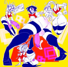 1dickgirl 1futa 1girls ass balls big_ass big_breasts bileshroom bottomless breasts clothed clothing dickgirl dickgirl_only duo erection female futa_sans_pussy futanari giant_ass giant_penis haruko_(masochistfox) huge_ass huge_cock humanoid humanoid_penis intersex original partially_clothed penis precum presenting_ass presenting_penis robot robot_girl robot_humanoid shortstack sketch_page standing thick_thighs toony trans_woman transfem wide_hips