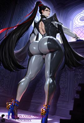 ai_generated bayonetta bayonetta_(character) big_ass big_breasts black_hair bulge futanari long_hair thick_ass thick_thighs