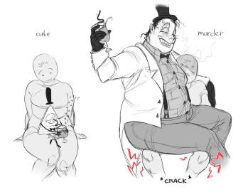 1boy ambiguous_gender anon anonymous_character bill_cipher canon_human_bill chubby clothed dilf drink drinking gay gijinka gravity_falls human_bill_(gravity_falls) humanization humanized male nightmare_husbando old_male older_male silly_straw sitting_on_another sitting_on_lap twink_death y/n zalupacherv