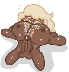 1boy breasts cookie_run cookie_run_kingdom cum huge_breasts hyper_penis male male_only muscle_growth muscles naked penis royal_margarine_cookie solo_focus solo_male sweat