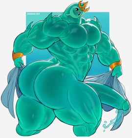 1boy 2024 abs ass ass_focus big_ass big_butt big_muscles big_penis blue_body blue_butt blue_glans blue_penis blue_precum bodily_fluids colored_precum daiidalus epic_games fortnite genital_fluids genitals glans glistening glistening_body glistening_genitalia glistening_penis goo_creature goo_humanoid hi_res huge_cock huge_muscles humanoid humanoid_genitalia humanoid_penis looking_back male male_focus male_only muscles muscular muscular_humanoid muscular_male no_humans open_mouth open_smile pecs penis poseidon_(fortnite) precum rippley_(fortnite) simple_background smile solo unusual_bodily_fluids unusual_genital_fluids unusual_precum