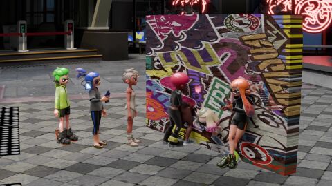 3d animated doggy_style inkling inkling_girl marina_(splatoon) pearl_(splatoon) public_sex sound splatoon_(series) squirting squirting_on_face ssmerchant stuck_in_wall tagme video
