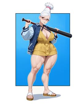 ai_assisted ayase_seiko breasts dandadan feet female gilf glasses jefferson_ulisses muscular muscular_thighs thick_thighs toes