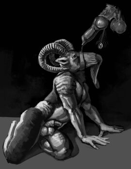 2023 absurd_res animal_genitalia animal_penis anthro balls bodily_fluids bovid canid canine canine_genitalia canine_penis caprine caprine_penis clock digital_media_(artwork) dominant duo erection genital_fluids genitals half-erect hi_res horn hypnosis male male_only mammal mind_control momamo monochrome mouflon pendulum penis precum sheath sheep simple_background sitting solo solo_focus submissive submissive_male watch wild_sheep